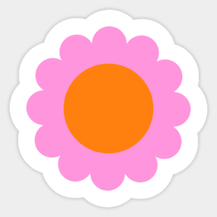 Retro Pink and Orange Mod Pop Flower Sticker